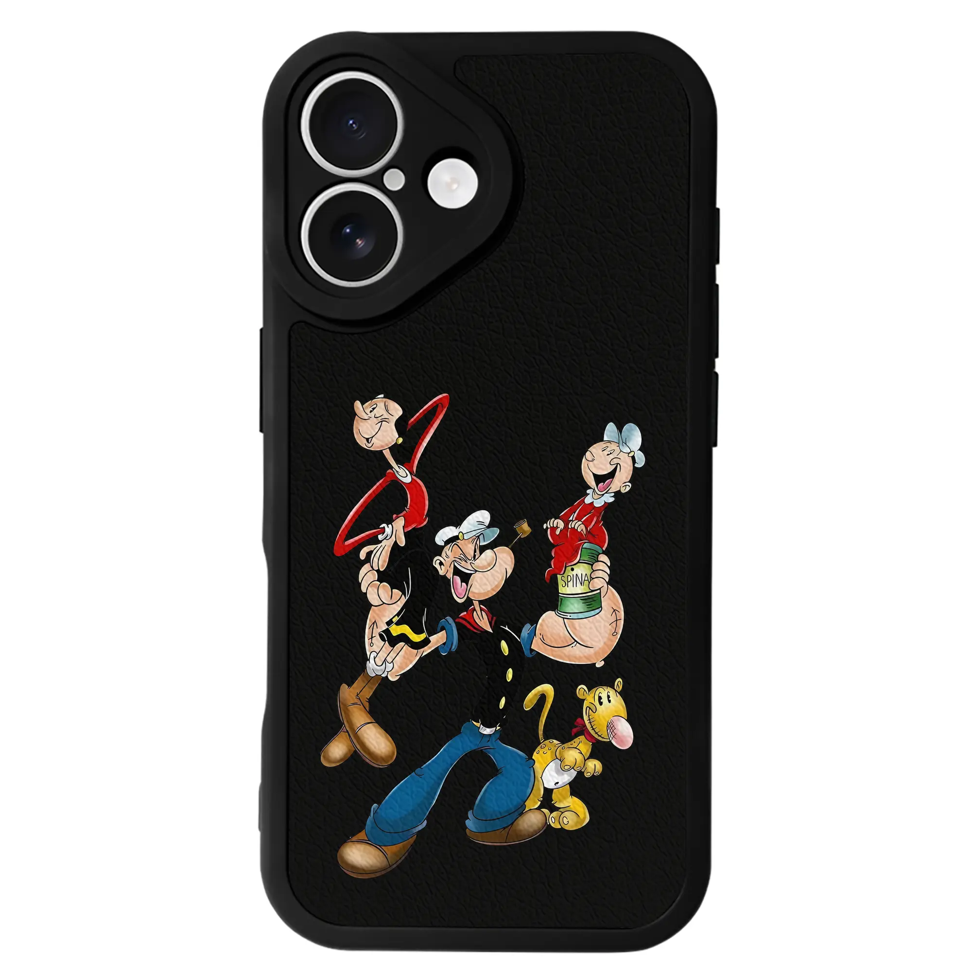 ポパイ グッズ オリーブ・オイル - IPhone 16シリーズ対応 ・ シリコンスマホケース ・ レザー調 ・ 高精度フィット ・ 耐衝撃 ・ ワイヤレス充電対応 ・ 精密カット